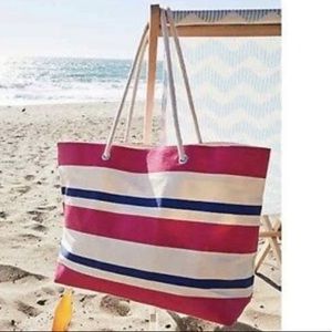 3/$20 NWOT DSW Exclusive Beach Striped Pink Tote Weekender